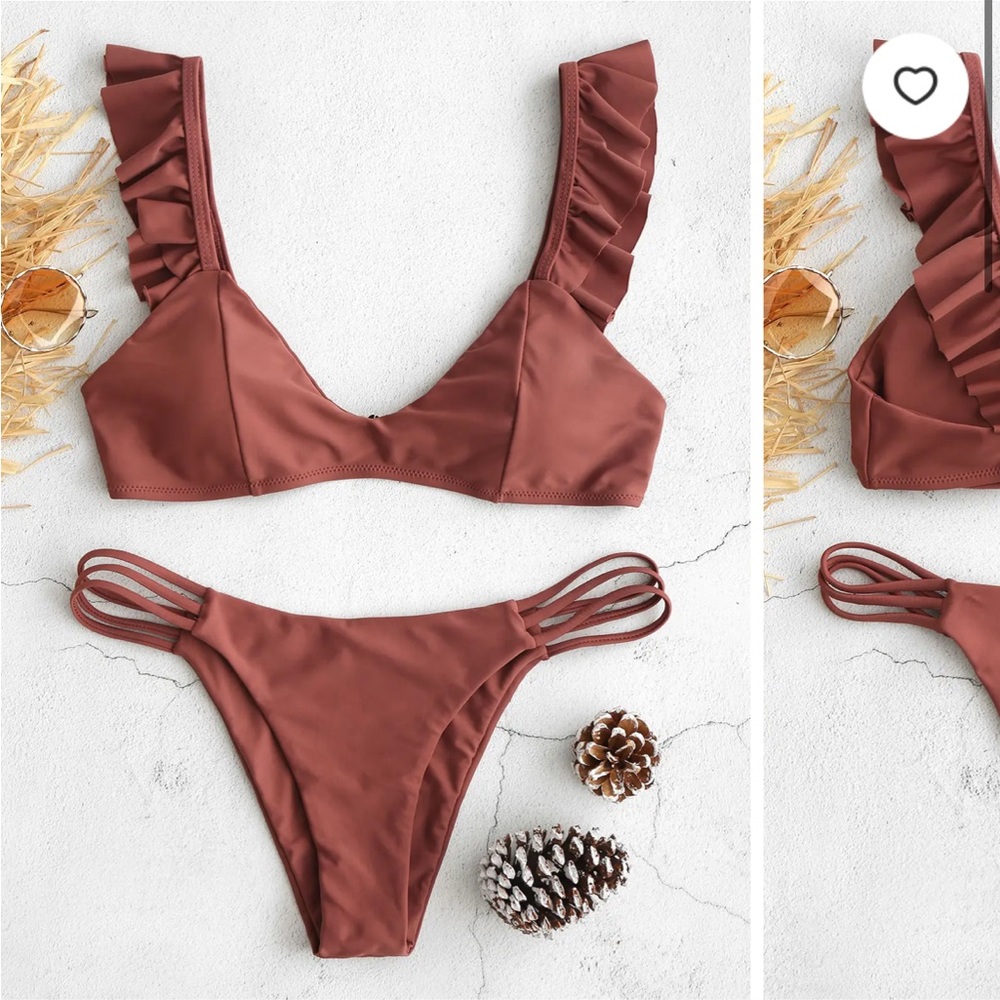 NWT Zaful Ruffle Lattice Bikini - S